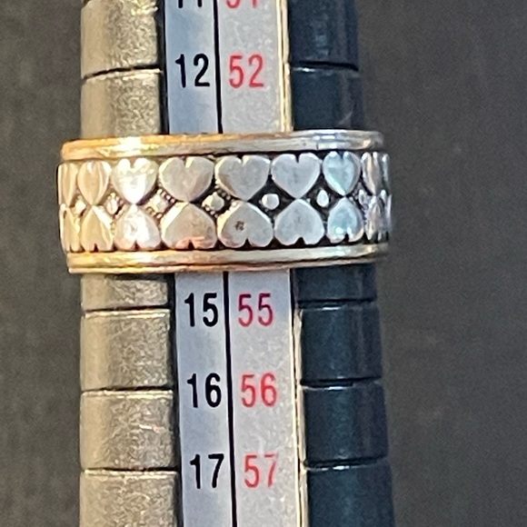 Clark & Coombs 10k GF & Sterling Band W/ Dbl Row Of Hearts 1930-50’s Vntg 6.5-7 - Picture 5 of 16